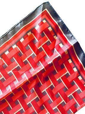 Red and Blue Silk Scarf Square Neckerchief, Size 21”